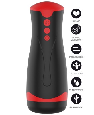 Masturbator Vibrating&Squeeze Black