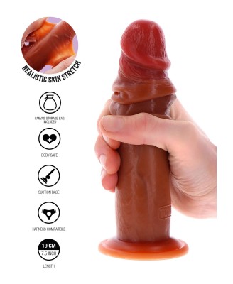 Silicone Foreskin Dong 19 cm Caramel skin tone