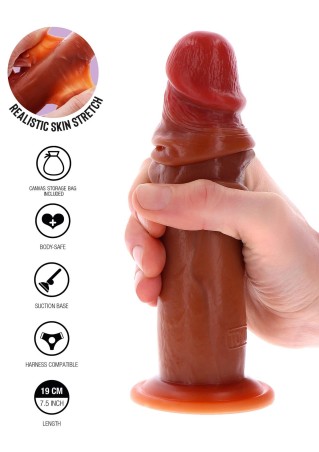 Silicone Foreskin Dong 19 cm Caramel skin tone