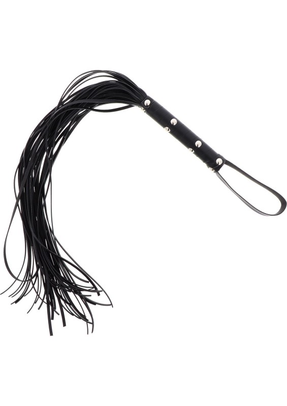 Long Studded Flogger Whip Black