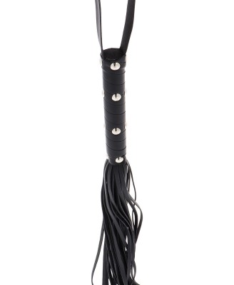 Long Studded Flogger Whip Black