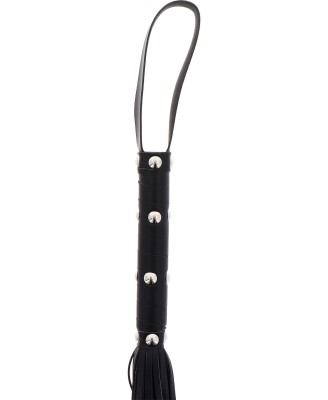 Long Studded Flogger Whip Black
