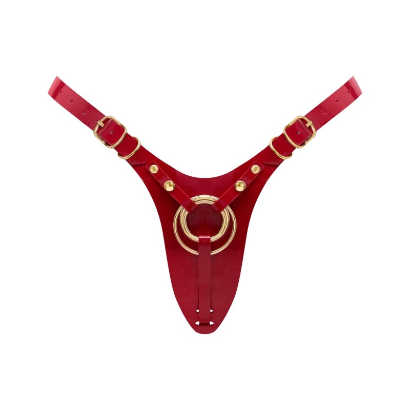 LEATHERETTE HARNESS FABULOUS - ONE SIZE - RED GLOSSY
