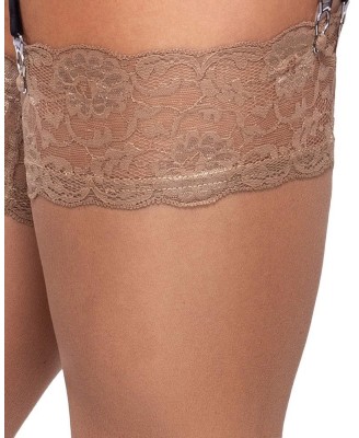 Cottelli Stockings nude - Eleganckie pończochy w kolorze cielistym - L