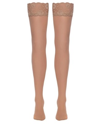 Cottelli Stockings nude - Eleganckie pończochy w kolorze cielistym - L