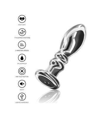 Buttplug Vibr. Ribbed Medium Silver