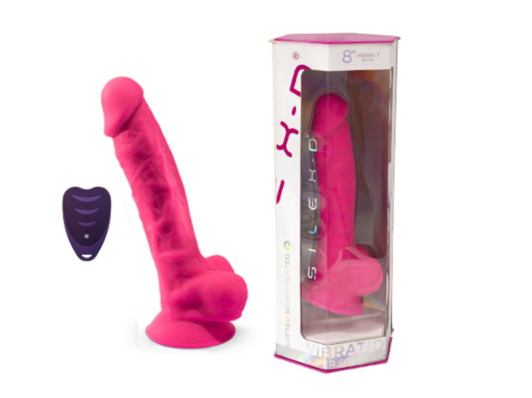 Silexd Model 1 8" - Realistyczne Dildo z Wibratorem na Pilota 20 cm - Róż