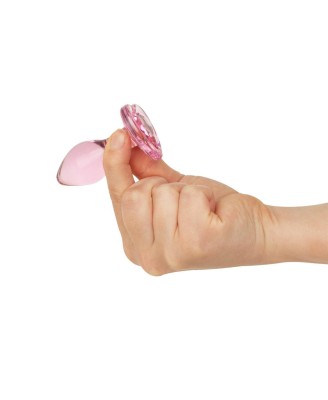 Anal Collection - Różowy - Mały Szklany Korek Analny - 7 cm
