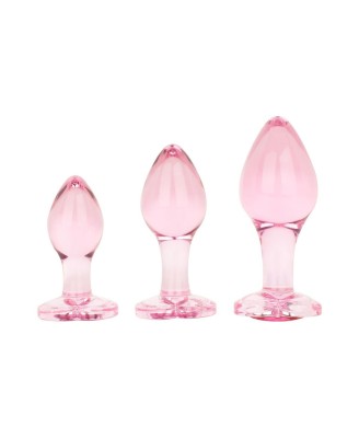 Anal Collection - Różowy - Mały Szklany Korek Analny - 7 cm