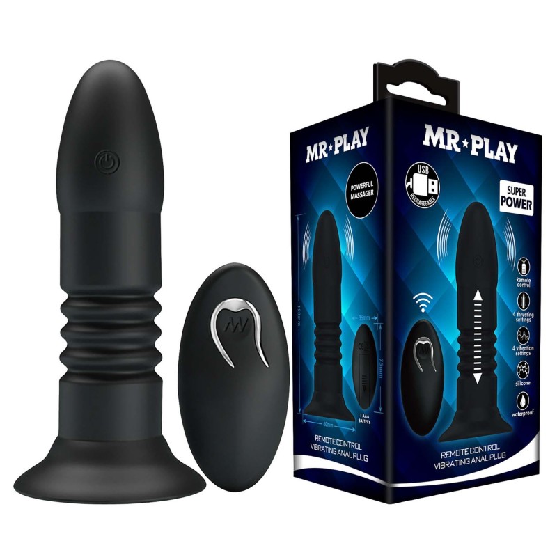 MR PLAY - VIBRATING ANAL PLUG 4 vibrations 4 thrusting Remote Control