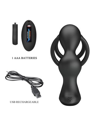 MR PLAY - VIBRATING ANAL PLUG with RING - Masażer Prostaty na Pilota - 12 poziomów