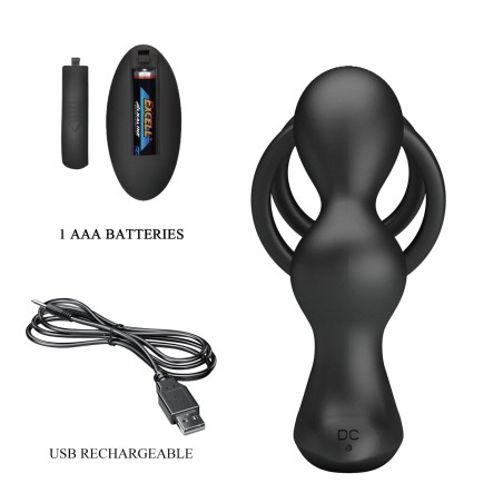 MR PLAY - VIBRATING ANAL PLUG with RING - Remote Control 12 functions