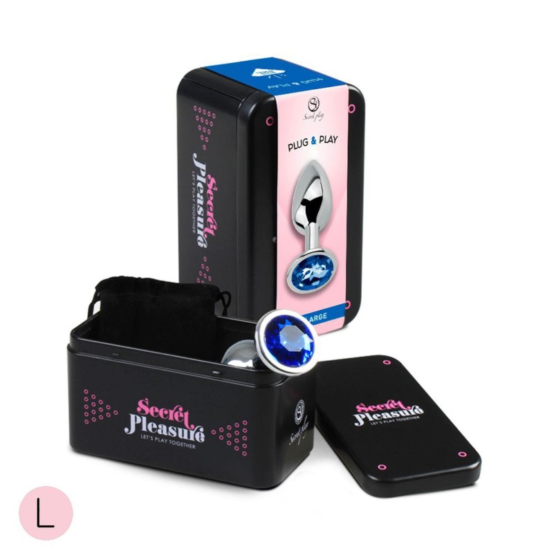 BLUE JEWELLED METAL BUTT PLUG