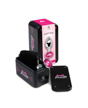 FUCHSIA JEWELLED METAL BUTT PLUG