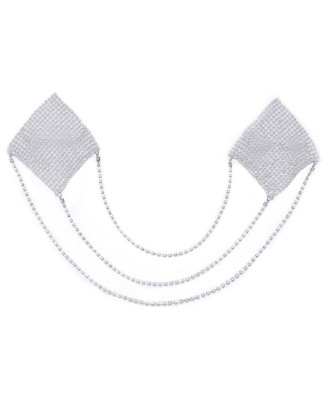 Nipple Jewellery - Srebrne Nasutniki z Kryształkami i Łańcuszkiem