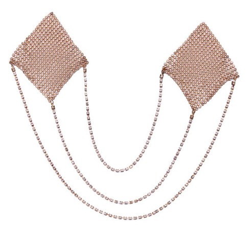 Nipple Jewellery - Złote Nasutniki z Kryształkami i Łańcuszkiem