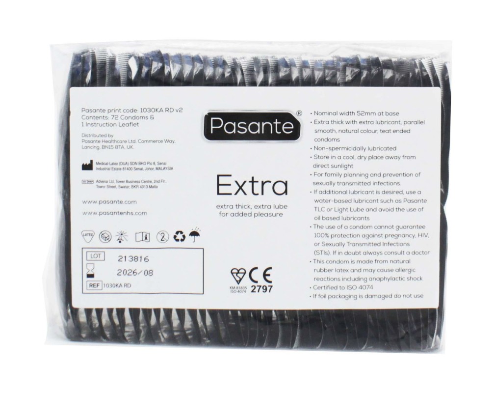 Pasante Extra Condoms Bulk Packs 144 psc