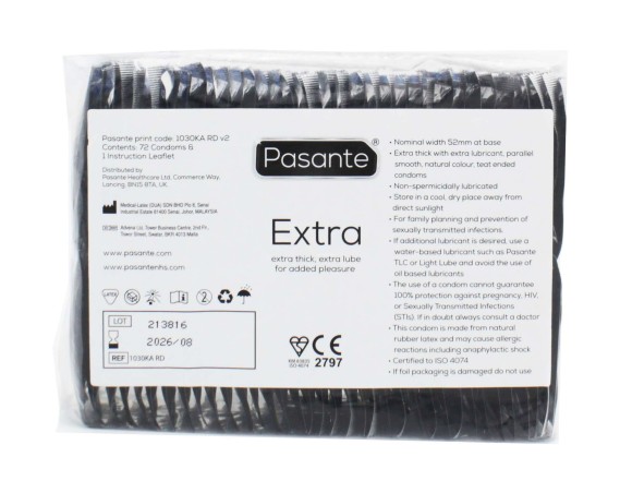 Pasante Extra Condoms Bulk Packs 144 psc