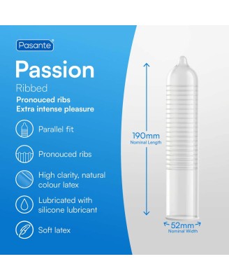 Pasante Ribbed Passion – Żebrowane Prezerwatywy - 3 szt