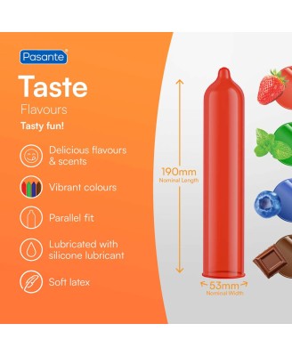 Pasante Flavours Taste – Kolorowe Prezerwatywy Smakowe - 3 szt