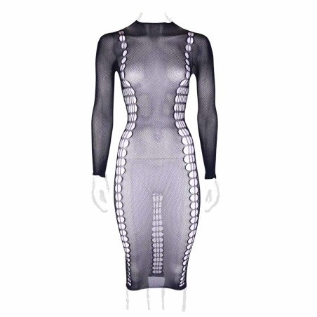 LeDesir Carme XI - Czarna Sukienka z Golfem i Przeszyciami - Plus Size