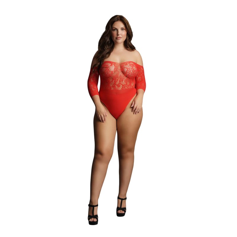 Crotchless Rhinestone Teddy - Plus Size