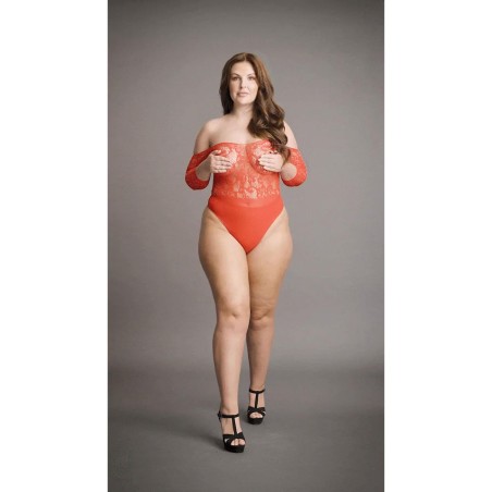 Crotchless Rhinestone Teddy - Plus Size