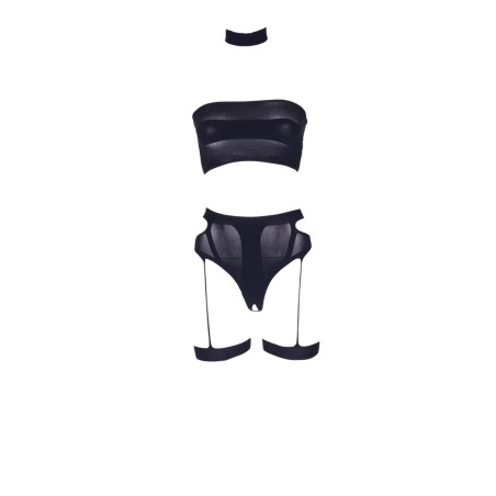 Ananke XII - Three Piece with Choker, Bandeau Top and Pantie with Garters - One Size