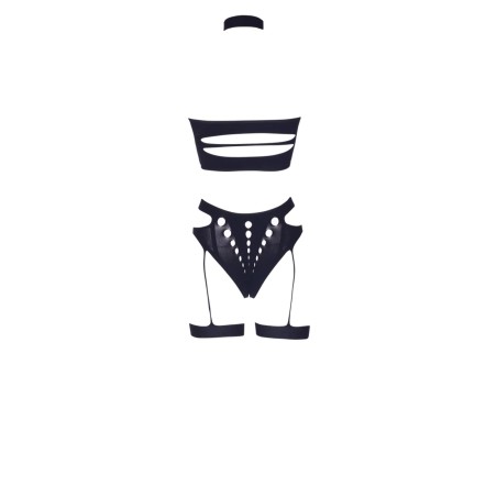 Ananke XII - Three Piece with Choker, Bandeau Top and Pantie with Garters - One Size