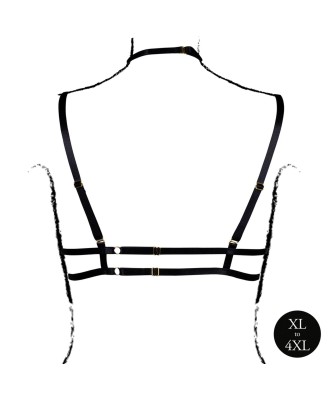 Open Cup Triangle Bra with Neck Strap and Adjustable Sliders - Plus Size - Black