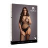 Contrast Fence Net Suspender Bodystocking - Plus Size