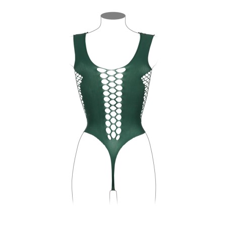 V-Neck Teddy with Opaque Panels - One Size