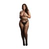 LeDesir Podarte Rajstopy z Podwiązkami - Czarne - Plus Size