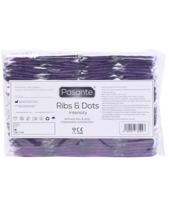 Pasante Ribs & Dots Intensity Prezerwatywy Stymulujące z Prążkami - 144 szt