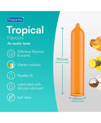 Pasante Tropical - Prezerwatywy Smakowe Tropikalne - 144 szt