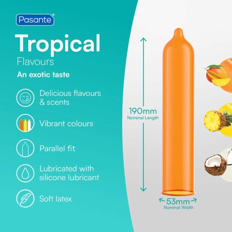 Pasante Tropical - Prezerwatywy Smakowe Tropikalne - 144 szt