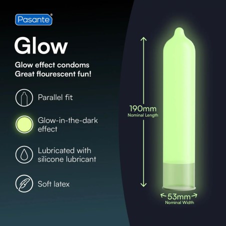 Pasante Glow Prezerwatywy Świecące w Ciemności - 12 szt