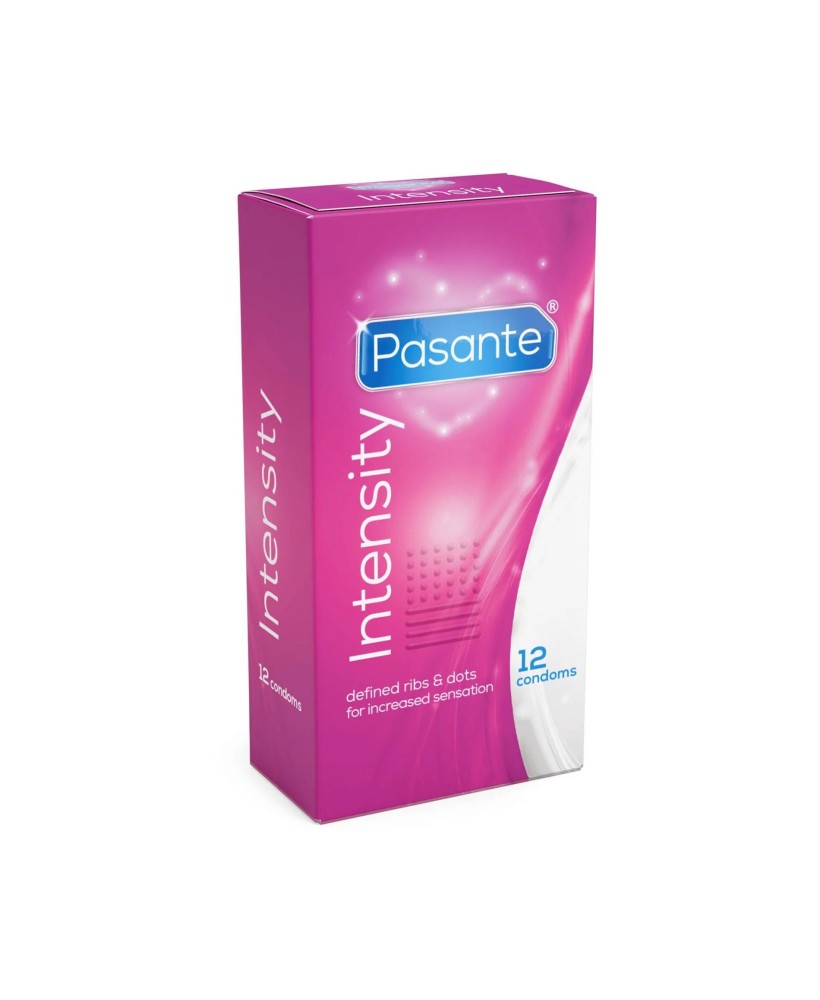 Pasante Ribs & Dots Intensity Prezerwatywy Stymulujące z Prążkami - 12 szt