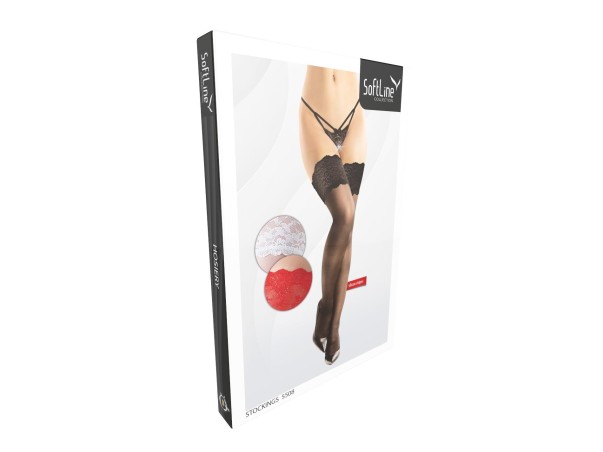 SoftLine Collection Stockings 5508 - Czarne Pończochy Samonośne 2
