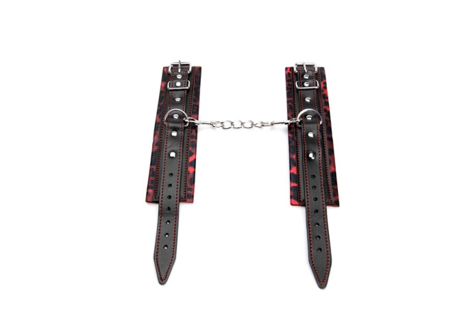 Argus - Leopard Wrist Cuffs - Skórzane Kajdanki do Krępowania