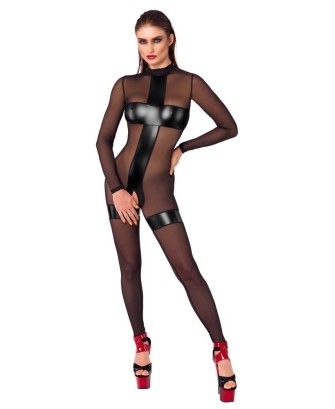Noir Handmade Jumpsuit - Czarny Kombinezon z Tiulem - S