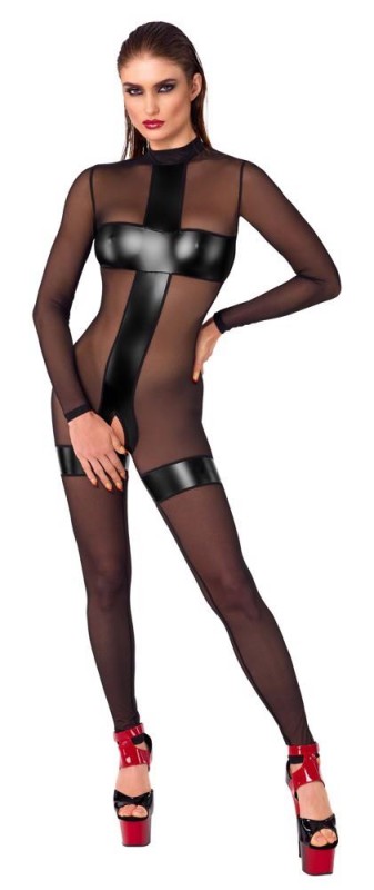 Noir Handmade Jumpsuit - Czarny Kombinezon z Tiulem - S