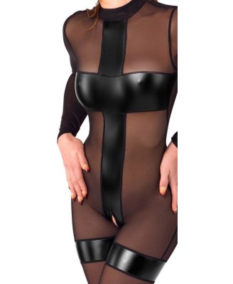 Noir Handmade Jumpsuit - Czarny Kombinezon z Tiulem - S
