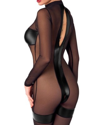 Noir Handmade Jumpsuit - Czarny Kombinezon z Tiulem - S