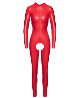 Noir Handmade Jumpsuit red - Czerwony Kombinezon Lateksowy - M