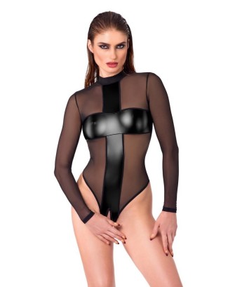 Noir Handmade Body Cross - Czarne Body z Tiulowym Wykończeniem - M
