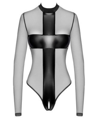 Noir Handmade Body Cross - Czarne Body z Tiulowym Wykończeniem - M