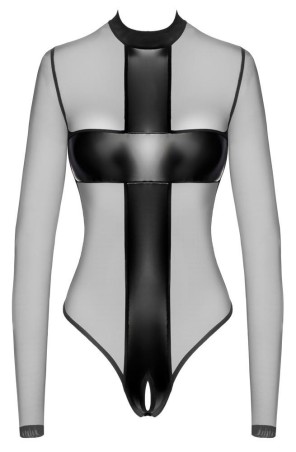 Noir Handmade Body Cross - Czarne Body z Tiulowym Wykończeniem - M