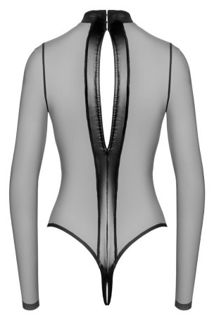 Noir Handmade Body Cross - Czarne Body z Tiulowym Wykończeniem - M