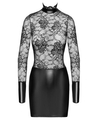 Noir Handmade Dress collar - Czarna Koronkowa Sukienka - S